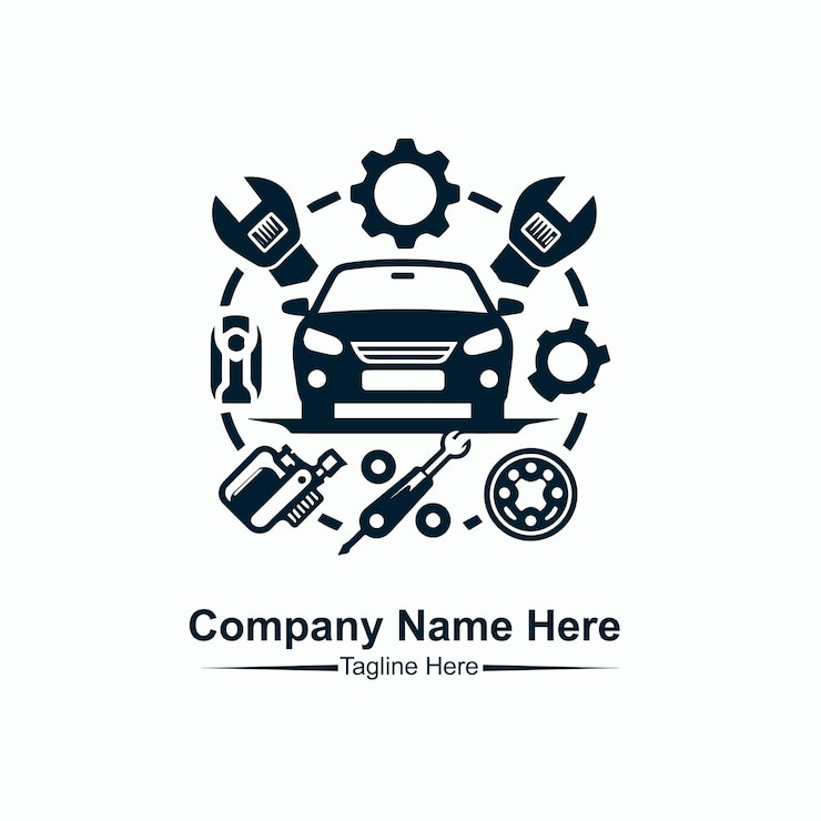 Vector el logotipo de servicio y reparación de automóviles aquí