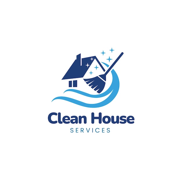 El logotipo de los servicios de limpieza azul vectorial gratuitos