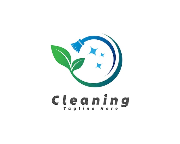 Logotipo de servicios de limpieza ecológicos adecuado para la limpieza de empresas y el medio ambiente