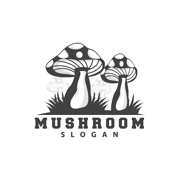 Logotipo de setas Diseño minimalista retro Vector de alimentos Planta de setas Icono Símbolo de ilustración