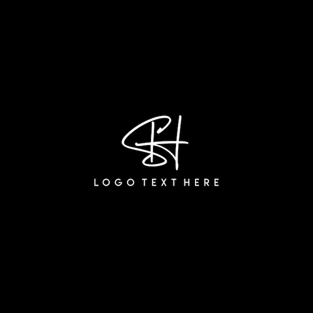 Logotipo de SH, logotipo de estilo de firma de SH, logotipo de monograma de estilo escrito a mano de SH