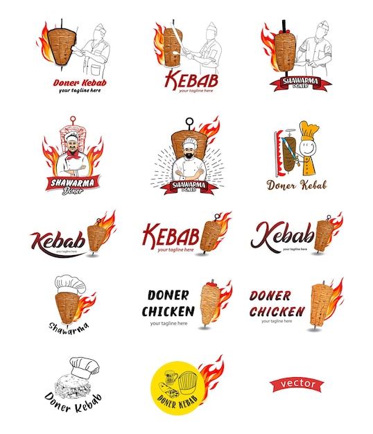 Vector logotipo de shawarma para restaurantes y mercados