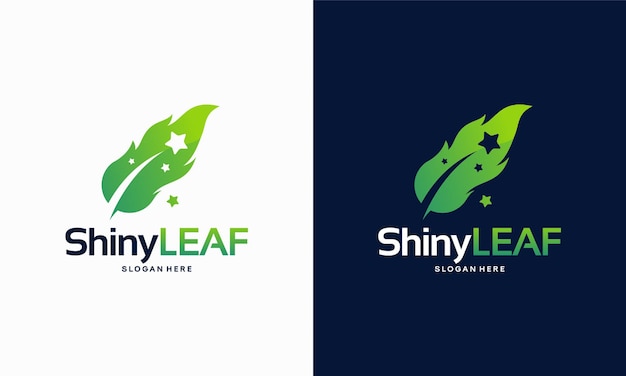 Logotipo de shiny nature, logotipo de shiny leaf, logotipo de shiny farm, ilustración de vector de plantilla de símbolo de nature star