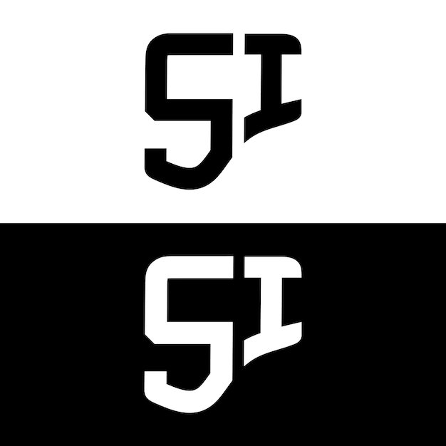 Logotipo SI Diseño de logotipo de letra SI con color blanco y negro