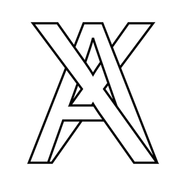 Logotipo signo hacha xa icono signo letras entrelazadas AX vector logo hacha xa primeras letras mayúsculas patrón alfabeto hacha