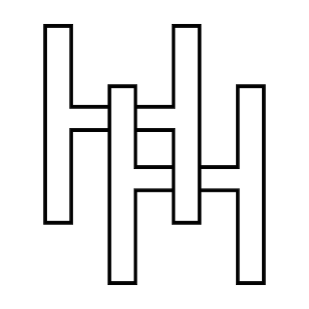 Logotipo signo hh doble h icono nft letras entrelazadas h