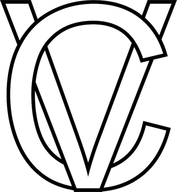 Logotipo signo vc cv icono signo letras entrelazadas cv