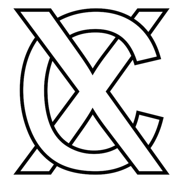 Logotipo signo xc cx icono signo dos letras entrelazadas x C vector logo xc cx primeras letras mayúsculas patrón alfabeto xc