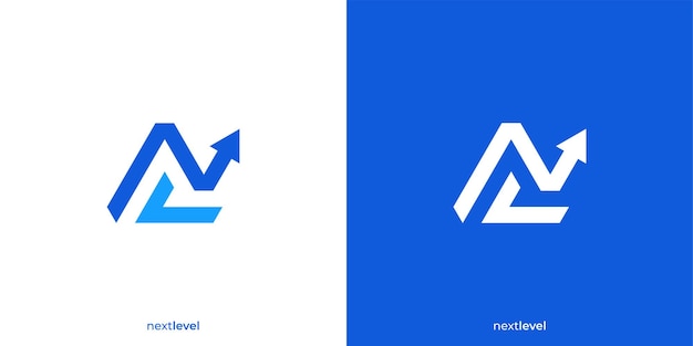 Logotipo del siguiente nivel Letra N y flecha hacia arriba con diagrama de estilo minimalista Contabilidad Crecimiento financiero
