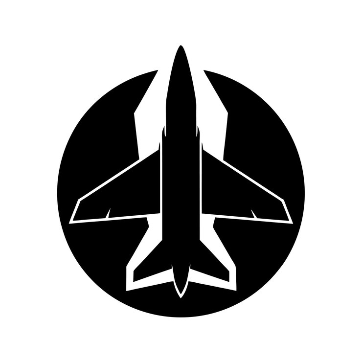 Logotipo de la silueta del avión de combate