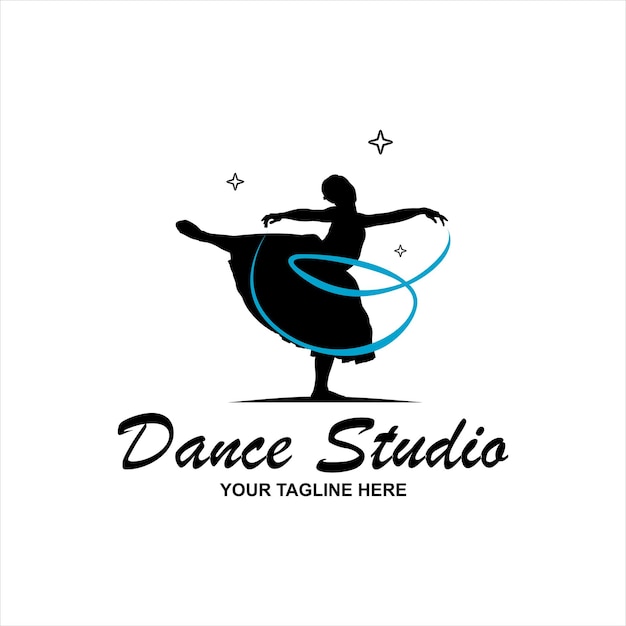 logotipo de silueta de baile de ballet