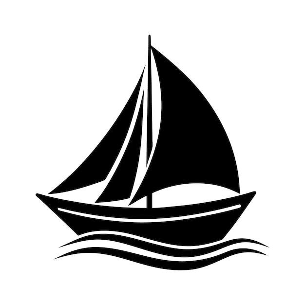 Logotipo de silueta de un barco de vela en estilo de diseño vectorial plano