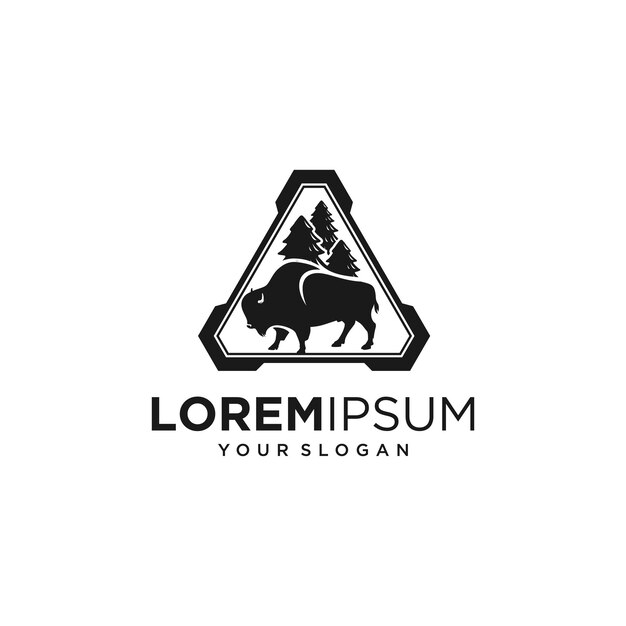 Logotipo de silueta de bisonte negro
