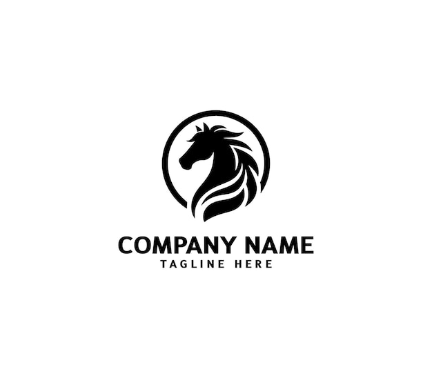 Logotipo de silueta de caballo vectorial Concepto de cabeza de caballo Modelo de logotipo de cabeza de caballero minimalista