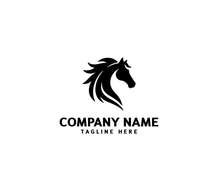 Logotipo de silueta de caballo vectorial Concepto de cabeza de caballo Modelo de logotipo de cabeza de caballero minimalista