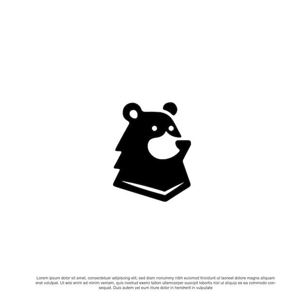 Logotipo de silueta de cara de cabeza de oso grizzly