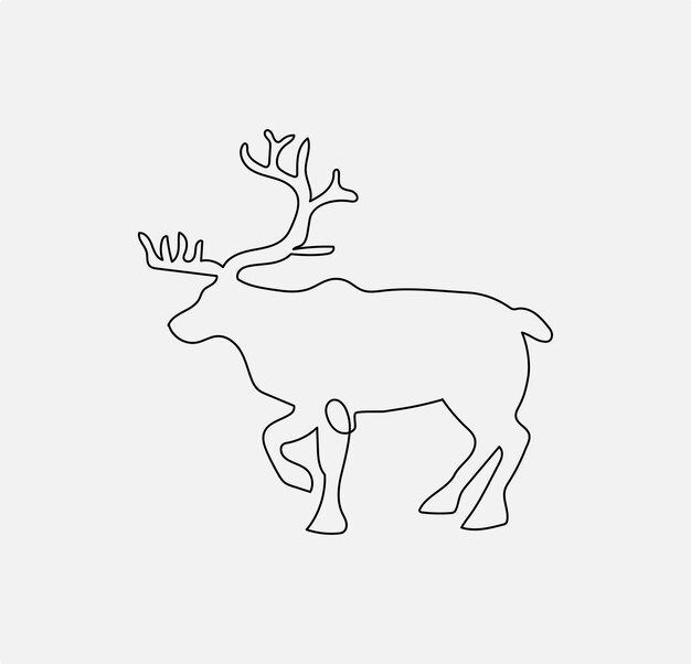 Logotipo de silueta de ciervo de Navidad Arte de dibujo continuo de una línea Ilustración vectorial