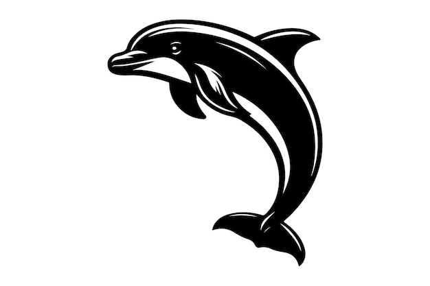 Logotipo de silueta de delfín vectorial libre de fondo blanco
