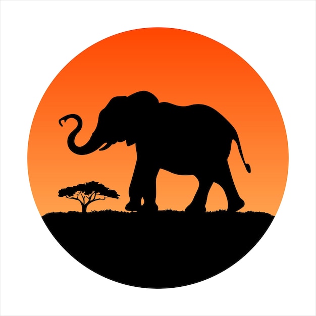 El logotipo de la silueta del elefante vectorial está aislado.