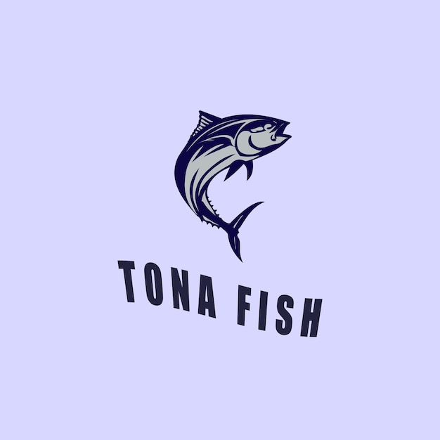 Un logotipo con una silueta estilizada de un atún saltando fuera del agua