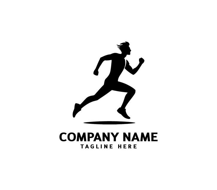 Logotipo de silueta del hombre de carrera Logotipo de maratón negro Velocidad Correr Concepto Correr vector deportivo del club