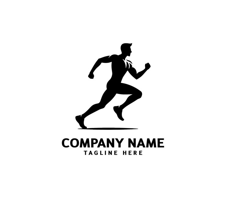 Logotipo de silueta del hombre de carrera Logotipo de maratón negro Velocidad Correr Concepto Correr vector deportivo del club