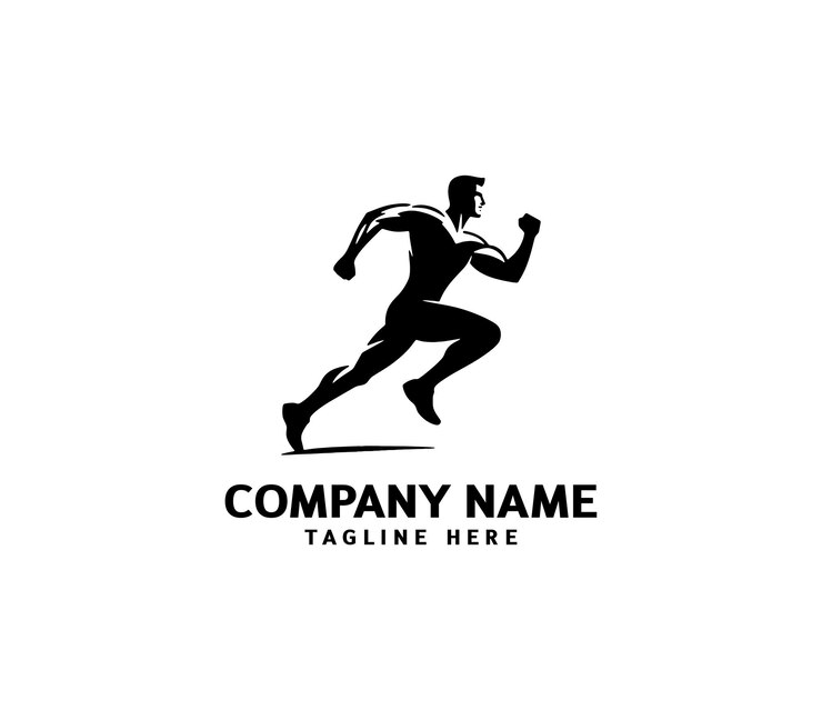 Logotipo de silueta del hombre de carrera Logotipo de maratón negro Velocidad Correr Concepto Correr vector deportivo del club