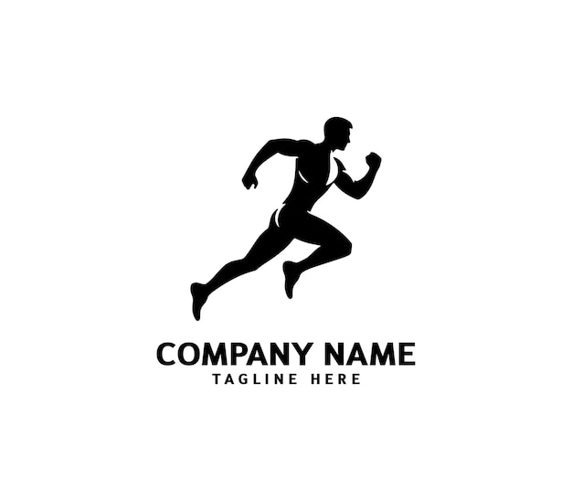 Logotipo de silueta del hombre de carrera Logotipo de maratón negro Velocidad Correr Concepto Correr vector deportivo del club