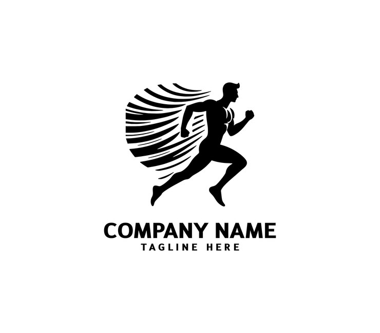Logotipo de silueta del hombre de carrera Logotipo de maratón negro Velocidad Correr Concepto Correr vector deportivo del club