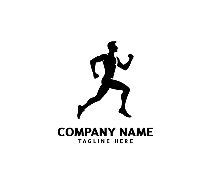 Logotipo de silueta del hombre de carrera Logotipo de maratón negro Velocidad Correr Concepto Correr vector deportivo del club
