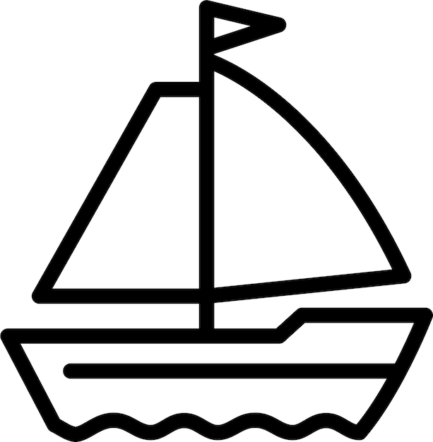 Vector el logotipo de la silueta del icono de la línea de barcos de vela en estilo plano