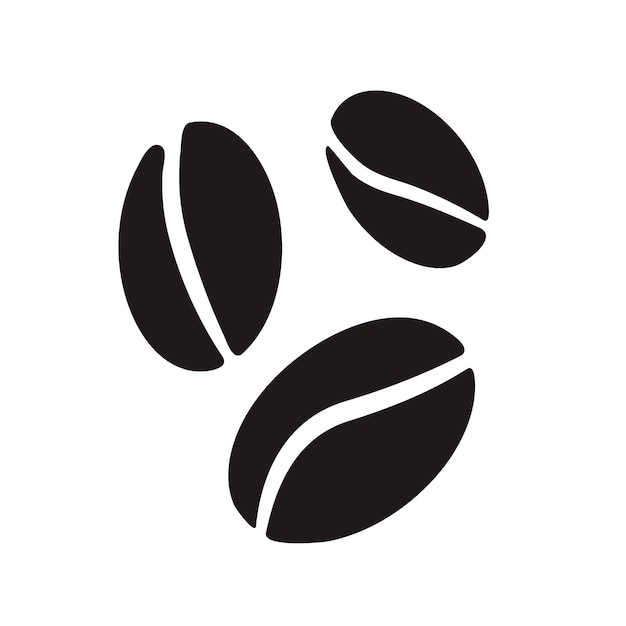 Logotipo de silueta de impresión de granos de café o etiqueta para café