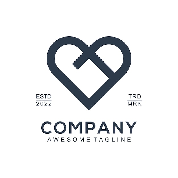 Logotipo de silueta de línea de amor