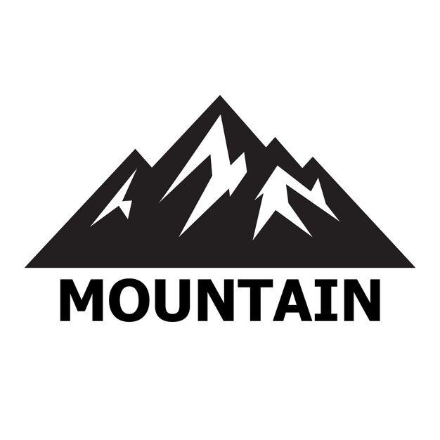 Un logotipo de una silueta de montaña en blanco y negro utilizando un estilo de diseño plano