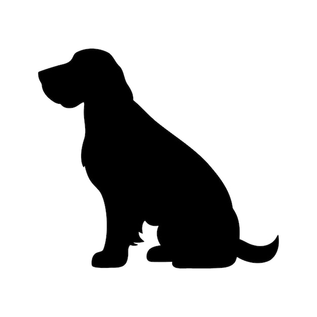 Logotipo de silueta de perro aislado sobre fondo blanco