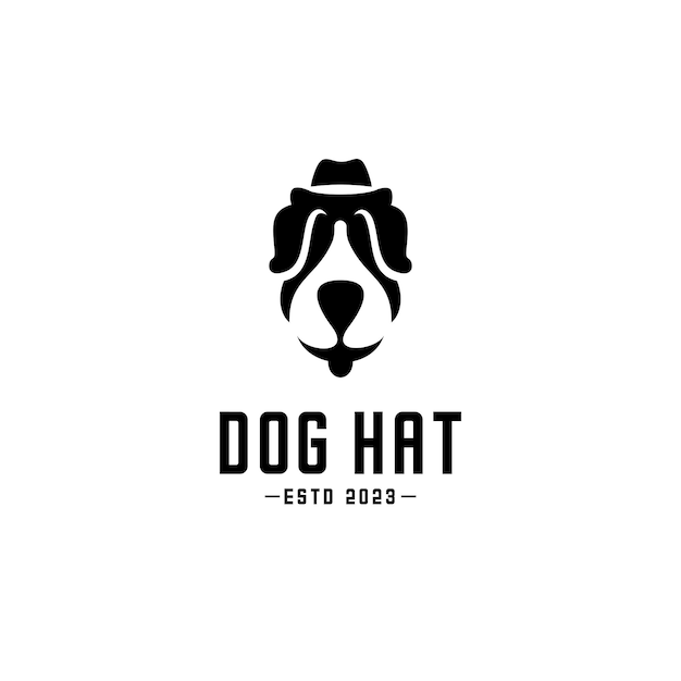 Vector logotipo de silueta de perro con un sombrero de detective