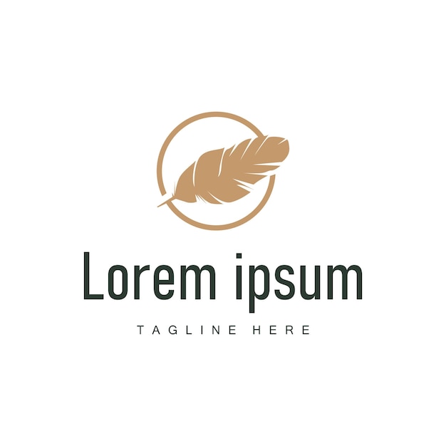 Logotipo de silueta de pluma Autor Diseño de lujo sencillo elegante plantilla de ilustración vectorial