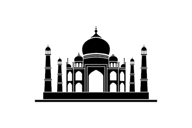 El logotipo de la silueta del Taj Mahal con un diseño audaz