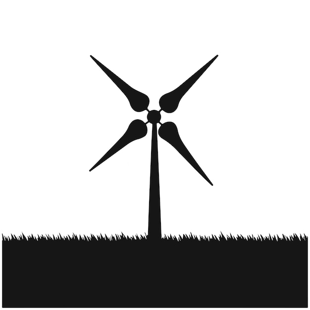 Logotipo de la silueta de la turbina eólica de energía limpia