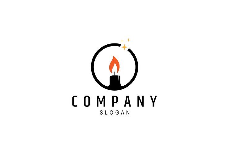 Logotipo de silueta de vela con marco de círculo en estilo de diseño plano