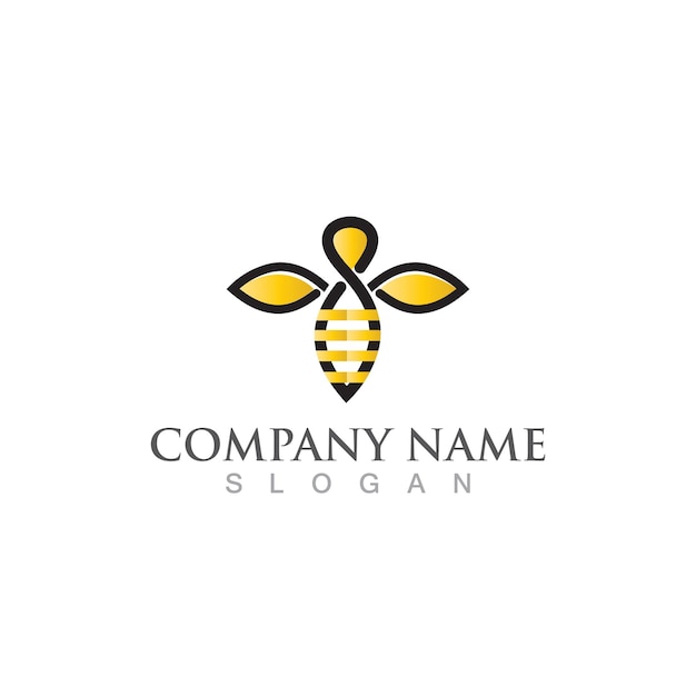 Logotipo y símbolo de la abeja del panal de la imagen vectorial