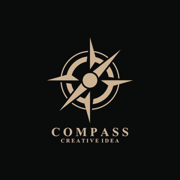 logotipo y símbolo de la brújula con plantilla de ilustración del concepto vectorial