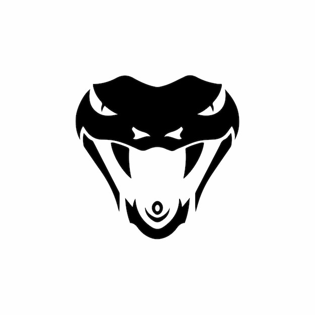 Logotipo de símbolo de cabeza de víbora sobre fondo blanco. Concepto de diseño de tatuaje de plantilla tribal. Vector plano