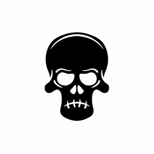 Logotipo del símbolo del cráneo sobre fondo blanco.Concepto de diseño de tatuaje de plantilla tribal.Ilustración vectorial plana