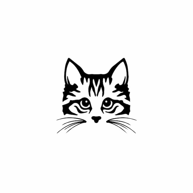 Logotipo del símbolo del gato, plantilla de diseño de tatuajes tribales, ilustración vectorial