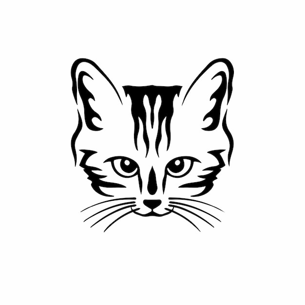 Logotipo del símbolo del gato, plantilla de diseño de tatuajes tribales, ilustración vectorial