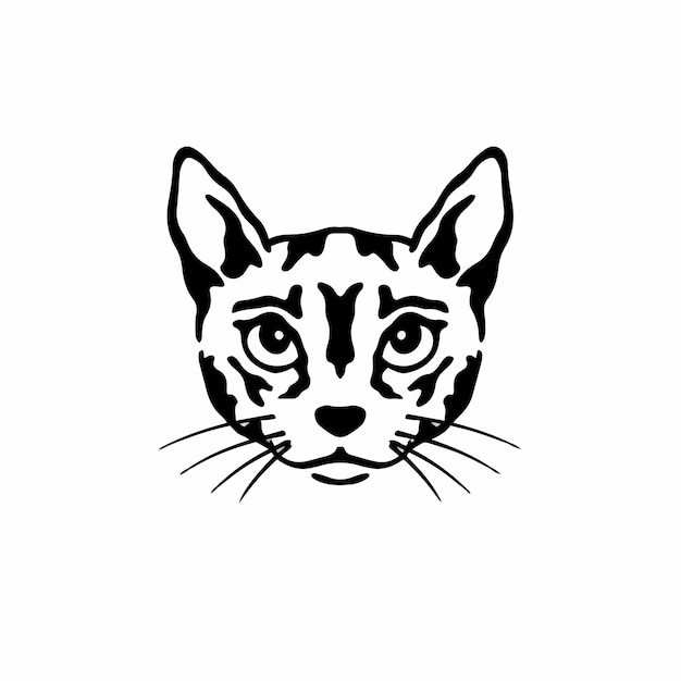 Logotipo del símbolo del gato, plantilla de diseño de tatuajes tribales, ilustración vectorial