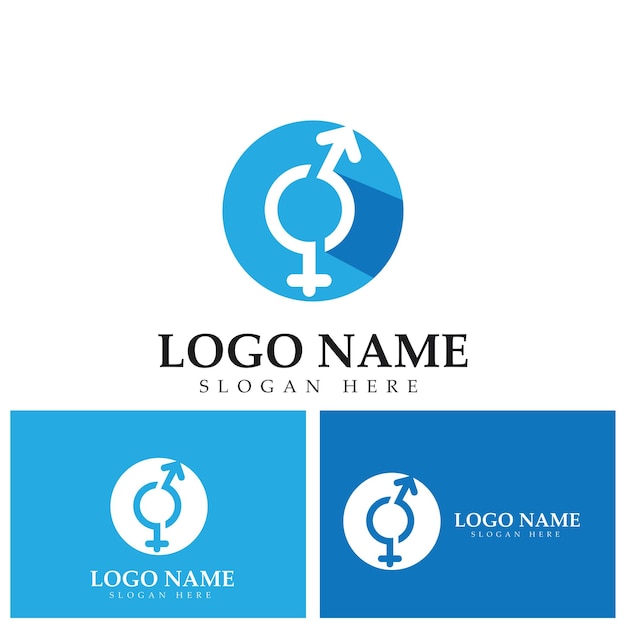 Logotipo de símbolo de género de sexo e igualdad de hombres y mujeres ilustración vectorial