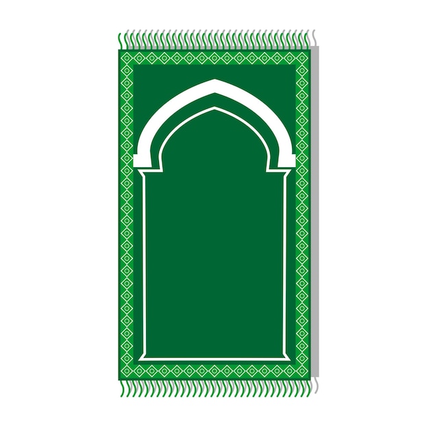 Logotipo de símbolo de icono de alfombra de oración, sajadah para oración musulmana diseño verde icono de ramadán ilustración vectorial
