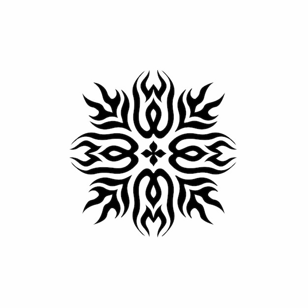 Logotipo de símbolo de llama tribal de mandala sobre fondo blanco Stencil Decal Tattoo Design Flat Vector